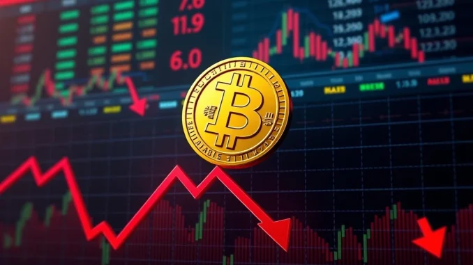 Graph showing a significant BTC price drop below $102,000, illustrating current Bitcoin market analysis and cryptocurrency volatility.