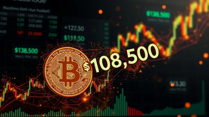 BTC Resistance: Glassnode Reveals Critical $108,500 Barrier for Bitcoin's Future Chart depicting Bitcoin's price approaching a significant BTC resistance level at $108,500, informed by Glassnode's on-chain analysis.