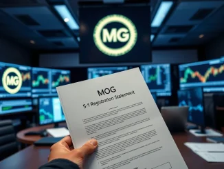 A financial professional reviewing an S-1 filing for a MOG ETF, highlighting Canary Capital's move into crypto investment.