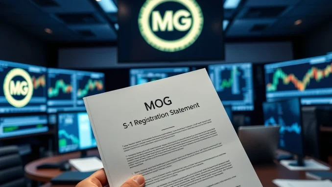 A financial professional reviewing an S-1 filing for a MOG ETF, highlighting Canary Capital's move into crypto investment.