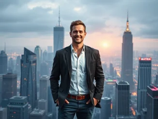 An illustration representing Chris Larsen's significant net worth growth, fueled by Ripple and XRP success.