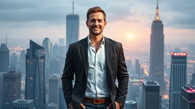 An illustration representing Chris Larsen's significant net worth growth, fueled by Ripple and XRP success.