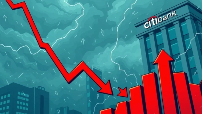 Chart showing a severe Citibank crypto market decline after a major October liquidation event, reflecting damaged investor sentiment.
