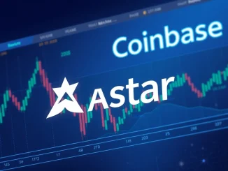 Illustrative image of the **Coinbase Astar listing** announcement, showing the Astar logo on a digital screen with the Coinbase logo in the background, signifying a major crypto exchange integration.