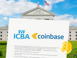 An official letter from ICBA opposing Coinbase's national trust bank charter application, symbolizing the regulatory clash between crypto and traditional finance.