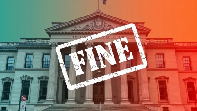 A visual representation of the Coinbase fine from the Central Bank of Ireland, highlighting regulatory oversight in crypto.