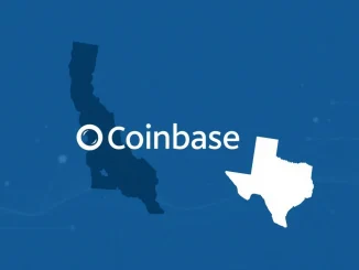 Illustration showing Coinbase moving its corporate domicile from Delaware to Texas, highlighting the Coinbase move to Texas.