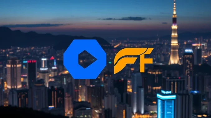 Coinone Falcon Finance listing announcement, showing the exchange and token logos, symbolizing new trading opportunities.