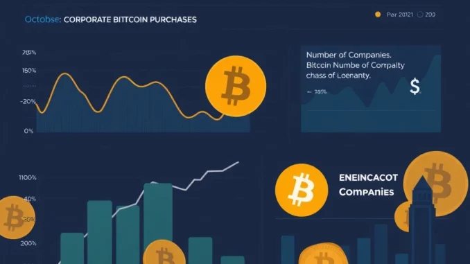 Corporate Bitcoin Purchases: Unveiling October's Critical Dip Graph showing a dip in corporate Bitcoin purchases for October, reflecting evolving institutional Bitcoin holdings and market trends.