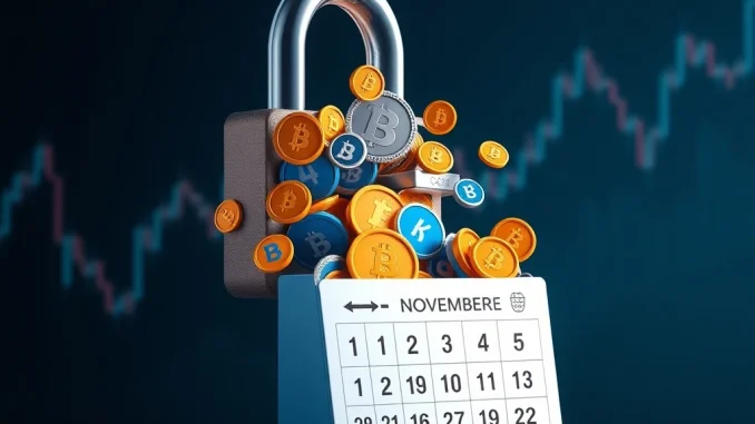 Visualizing crucial token unlocks impacting crypto markets with a focus on ENA and MEME token releases.