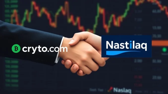 Visual representation of the Crypto.com partnership with IP Strategy, symbolizing a new era of crypto services and digital asset management.