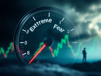 A visual representation of the Crypto Fear & Greed Index shifting from extreme fear to fear, indicating improving investor sentiment.