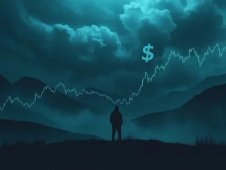 A visual representation of the Crypto Fear & Greed Index indicating extreme market fear, with downward trends and distressed investor sentiment.