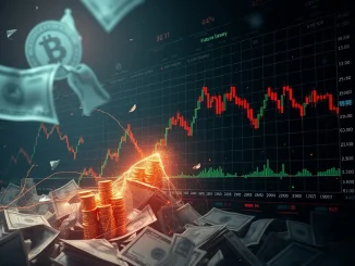 Chart showing a sudden drop in crypto futures market, symbolizing massive liquidations and market volatility.