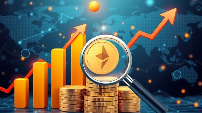 A visual representation of significant growth in crypto industry investment, showing upward trends and digital currency symbols.