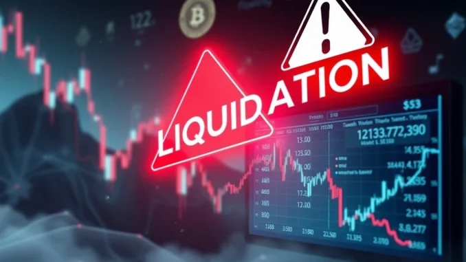 Charts showing significant crypto liquidations and market volatility, illustrating the impact of a sudden crypto market downturn.