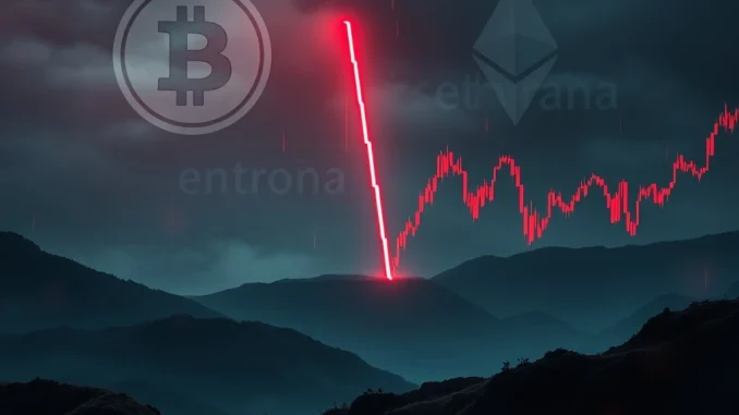 Crypto Liquidations: Shocking $785M Wipeout Devastates Long Positions Chart showing a massive spike in crypto liquidations, representing the $785M wipeout of long positions in the cryptocurrency market.