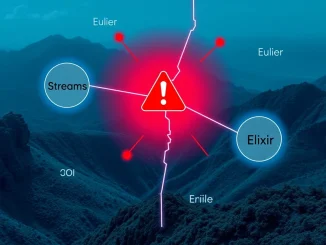 Visualizing DeFi contagion risk spreading from a Stream Finance loss to interconnected DeFi protocols, highlighting systemic vulnerability.