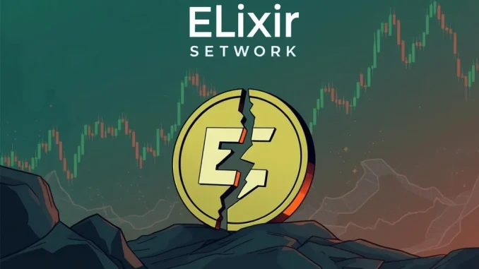 An illustration showing the Elixir Network logo and a broken deUSD stablecoin symbol, symbolizing the suspension of deUSD support after the Stream Finance incident.