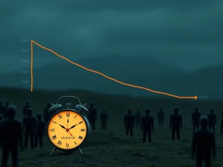 A visual representation of the Ethereum network showing a decrease in active Ethereum validators and an increase in unstaking wait time, highlighting the current state of ETH staking.