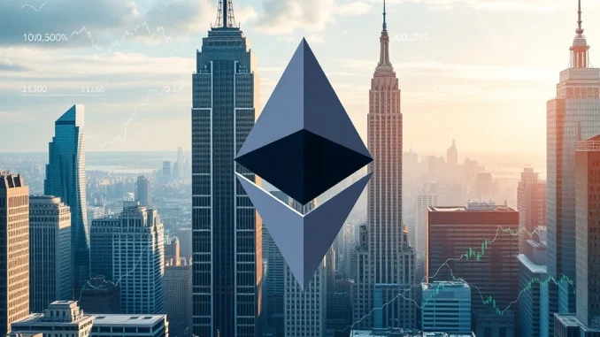 Ethereum blockchain powering Wall Street's digital finance transformation, symbolizing secure institutional investment.