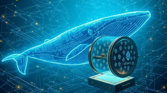 Ethereum Whale Unleashes Massive $105M ETH Withdrawal from Binance An Ethereum whale performing a significant ETH withdrawal from Binance, representing substantial crypto accumulation.
