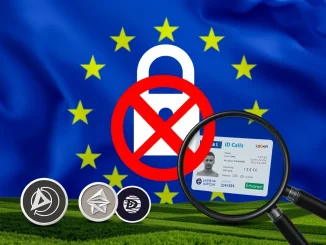 Visual representation of new EU crypto regulations, showing mandated ID checks and the impending privacy coins ban.