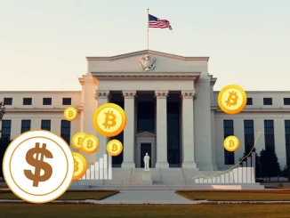 Illustration of Fed Governor Steven Miran observing a surge in stablecoin growth, indicating future monetary policy adjustments by the Federal Reserve.