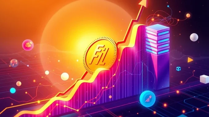 Chart showing Filecoin (FIL) price surge, symbolizing the growth of decentralized storage solutions in the crypto market.