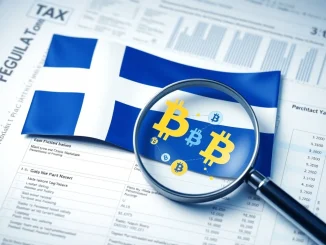 Finnish flag and crypto icons symbolizing new Finland crypto tax reporting regulations.
