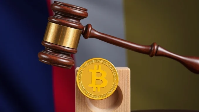 A gavel and French flag symbolizing the passage of the France crypto tax bill, impacting cryptocurrency holdings and digital assets.
