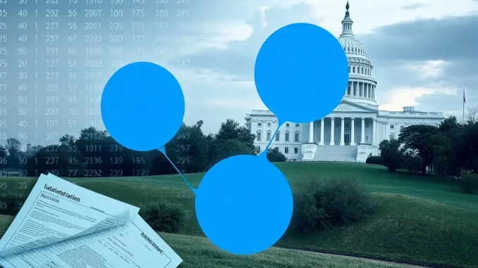 A digital representation of the Franklin Templeton logo alongside the XRP symbol, signifying their amended spot XRP ETF application and its importance for cryptocurrency investment.