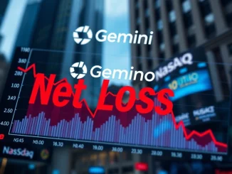 Charts illustrating Gemini's significant Q3 net loss, highlighting financial challenges amidst its Nasdaq listing plans.