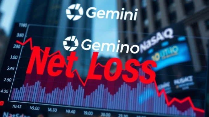 Gemini's Alarming $159M Q3 Loss Raises Questions for Nasdaq Aspirations Charts illustrating Gemini's significant Q3 net loss, highlighting financial challenges amidst its Nasdaq listing plans.