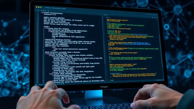 Gensyn CodeAssist interface showing a developer interacting with the AI coding assistant on a local machine, symbolizing collaborative development.