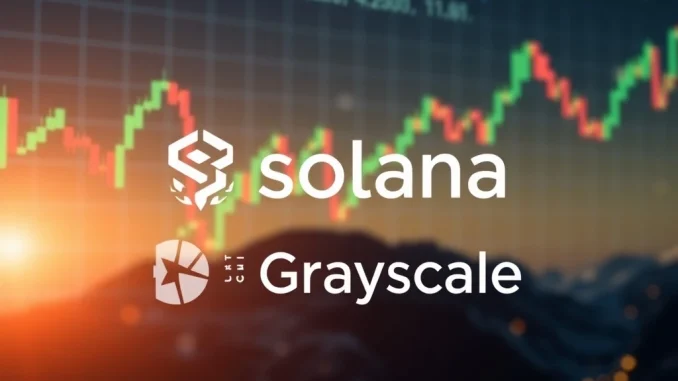 Grayscale Solana ETF chart showing the launch of SOL ETF options trading, indicating new financial opportunities.