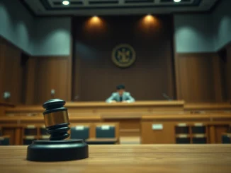 A gavel and judge's bench symbolizing justice and the legal outcome of the Haru Invest courtroom assault.