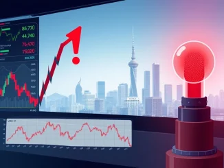 KOSPI trading curb activation on Korea Exchange dashboard, showing market volatility.