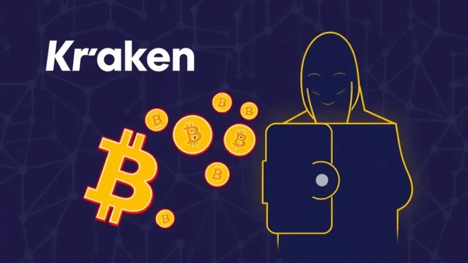 A visual representation of a significant 2,416 BTC transfer from Kraken to an unknown wallet, highlighting the impact of a major Bitcoin transfer on the crypto market.