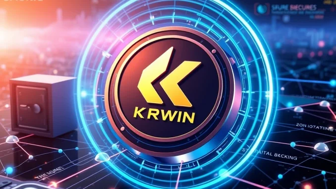 A visual representation of the KRWIN stablecoin concept, showing digital currency flowing across borders on the Ethereum blockchain, symbolizing global utility for non-residents.