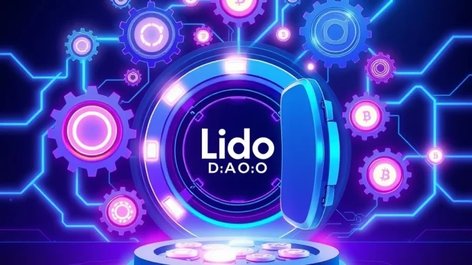 Conceptual image showing LDO tokens flowing into a buyback mechanism, symbolizing Lido DAO's plan to enhance LDO tokenomics and utility.