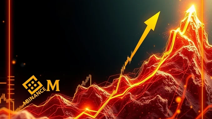 Chart showing a massive Momentum MMT price surge on Binance, reflecting significant market growth.