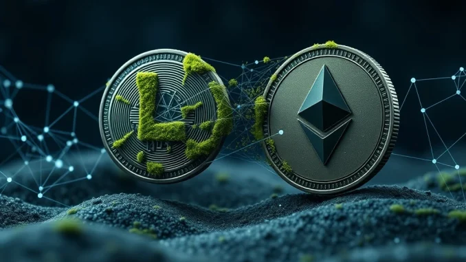 Visualizing the strategic Moss Coin migration from Luniverse to the robust Ethereum ERC-20 network, symbolizing a significant blockchain evolution.