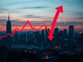 A red downward-trending chart illustrating the Nasdaq 100 stock market decline, conveying significant market volatility for investors.