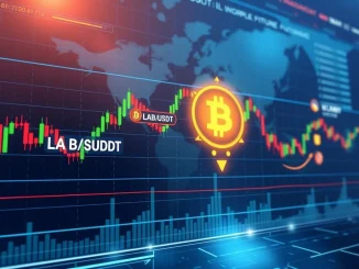 OKX perpetual futures trading interface showing LAB/USDT with 50x leverage, symbolizing exciting crypto futures trading opportunities.