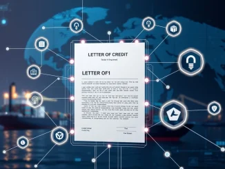 Digital interface showcasing Pibble AION's AI trade finance platform, automating Letter of Credit reviews for global trade efficiency.