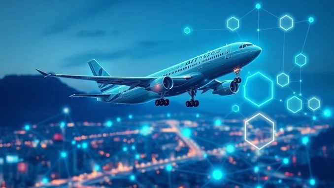 Illustrates the groundbreaking blockchain-based aircraft investment model by Pibble and Dreamstone, merging real assets with Web3 finance.