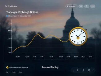 Polymarket interface showing a 59% probability for the US government shutdown ending after November 16, reflecting market sentiment.