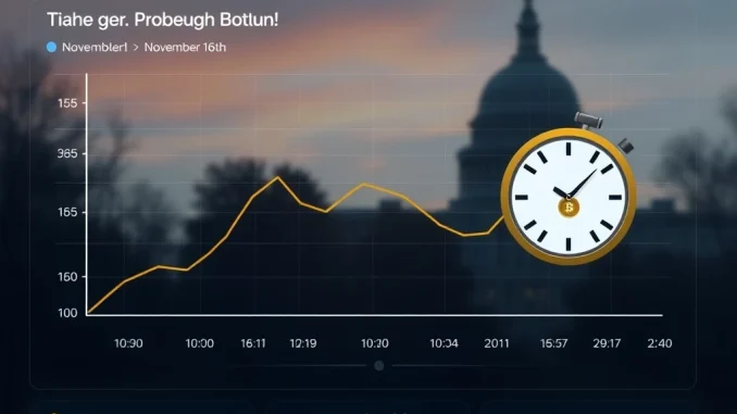 Polymarket interface showing a 59% probability for the US government shutdown ending after November 16, reflecting market sentiment.