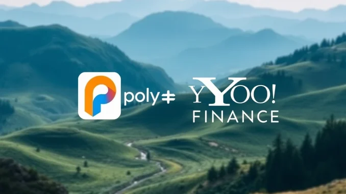 Visual representation of the groundbreaking Polymarket and Yahoo Finance partnership, merging decentralized finance with mainstream news.